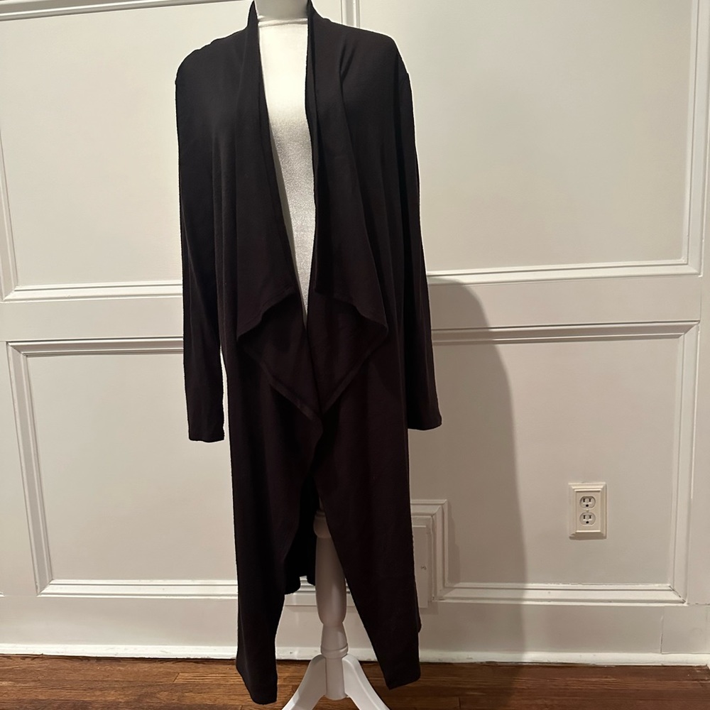 IMNYC Isaac Mizrahi Open Front, Cascade Drape, Black Cardigan | Size L
